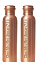 Handmade Copper Water Bottle Drinking Tumbler Ayurveda Health Benefits Set of 2 - £27.97 GBP