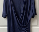 Talbots Woman Short Sleeve Faux Wrap Knit Top Womens Plus Size 3 X Navy ... - $18.69