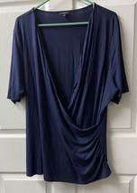 Talbots Woman Short Sleeve Faux Wrap Knit Top Womens Plus Size 3 X Navy Blue - £14.90 GBP