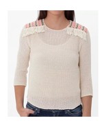 Billabong Sandy Kisses Women&#39;s M Boho Aztec Fringe Open Knit Crop Sweate... - $458.51 MXN