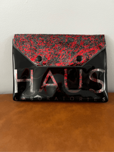 HAUS Labs Cosmetic Make Up Bag-Black/Red Travel Vinyl 8x5 EUC Lady Gaga - $7.92