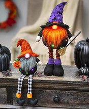 ~~ Color-Changing Lighted Halloween Gnomes ~ Set of 2 ~1 Standing &amp; 1 Sitting ~~ - £27.97 GBP