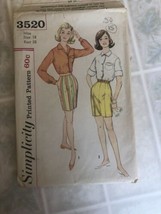 Simplicity 3520--Junior/Misses Shorts&amp;Shirt VTG Sz 18 Sewing Pattern - $26.88