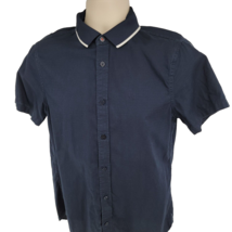 Armani Exchange Slim Fit Men&#39;s Shirt Size S Navy Blue Short Sleeve Butto... - £15.73 GBP