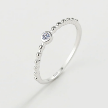 Delicate 925 Sterling Silver Simple Semi-Bead Zircon Ring - FAST SHIPPING! - $15.99