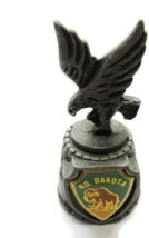 Pewter Thimble North Dakota Buffalo Bison Eagle - £15.81 GBP