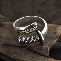 S925 sterling silver retro samurai sword open ring male Thai silver real siver c - £25.52 GBP