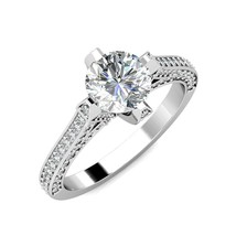 2.20 Ct 14K White Gold Round Forever One Moissanite and Diamond Engagement Ring  - £1,811.42 GBP