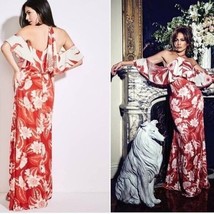 NWT Jenifer Lopez for Marciano Ruffle Long Red Floral Maxi Dress Women S... - $126.39
