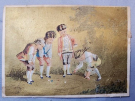 Victorian Trade Card Boys Playing Marbles Dockash Grate Freedom Range Ut... - £7.75 GBP