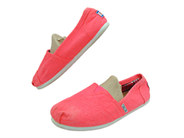 BOBS by Skechers Womens Hot Pink Salmon Canvas Slip On Loafers Shoes Size 7 - £12.80 GBP