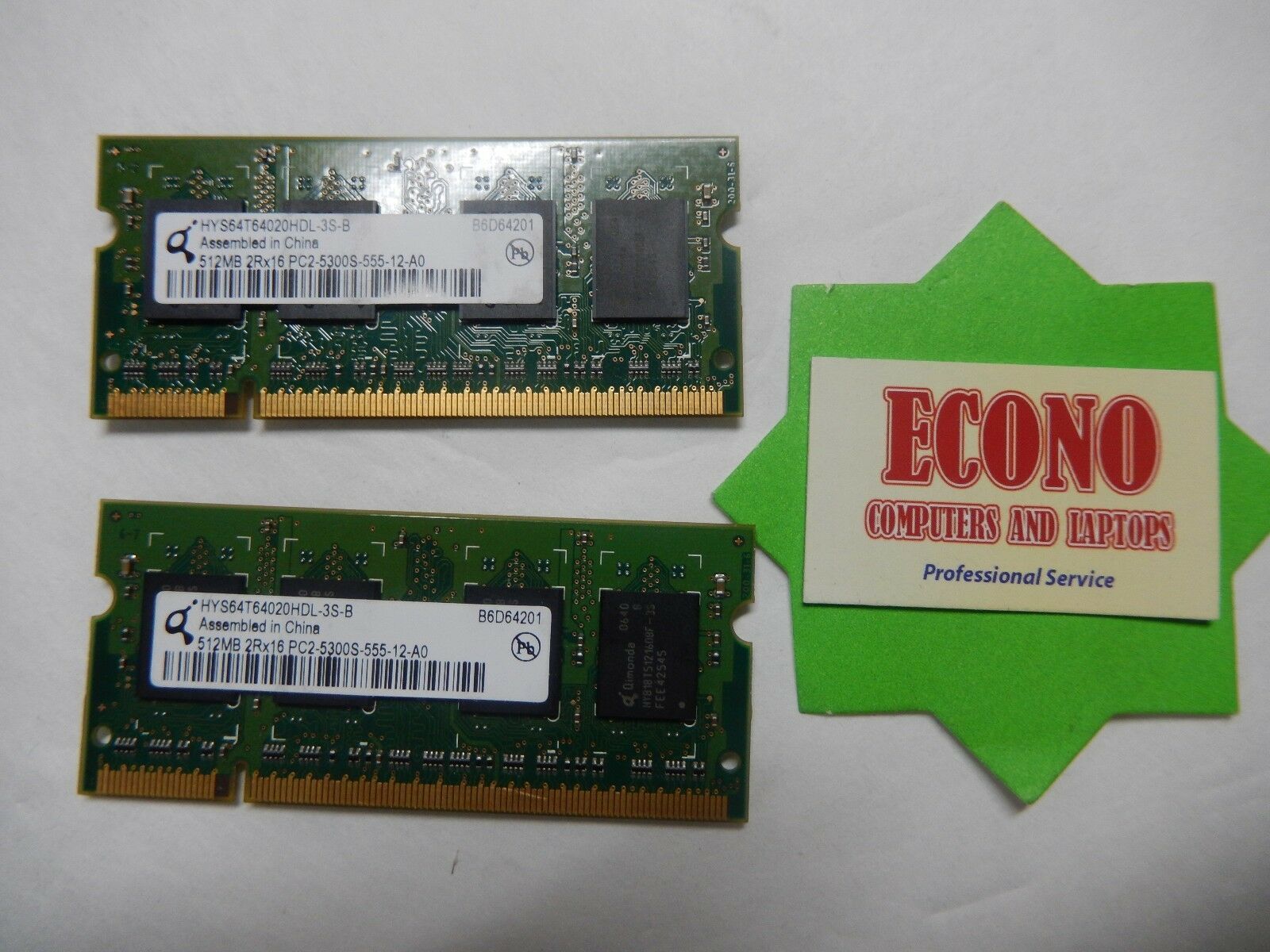 Qimonda 1GB (2x512MB) DDR2 2Rx16 PC2-5300S Laptop RAM Memory - $1.58