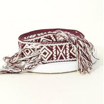 Boho Pattern Embroidered Braided Belt Burgundy - $19.80