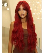Red weavy wig, red curly wig, red wig with waves, red wig with bangs, st... - $48.02 CAD