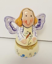 Angel Fairy Hinged Trinket Box Jewelry Storage Ceramic 3 3/4&quot;  x 3&quot; - £18.83 GBP