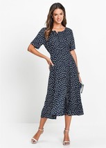 Bpc Selection @ Bon Prix Blue Floral Print Midi Dress Uk 20 Plus (bp126) - £23.43 GBP