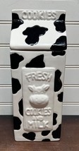 Houston Harvest Fresh Cookies &amp; Milk 1/2 Gallon Milk Carton Cow Spot Cookie Jar - £20.29 GBP
