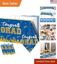 Elegant Blue &amp; Gold Graduation Tablecloths Set of 3 - Versatile Party Es... - $16.62