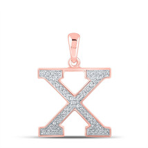 10kt Rose Gold Womens Round Diamond Initial X Letter Pendant 1/10 Cttw - £103.24 GBP