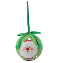 NEW LED Smiling Santa Christmas Ornament, green, 3 inches, plastic, ball... - $5.95