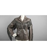 Women’s Gray Fringe Moto Leather Jacket – Genuine Leather Biker Style - $345.00