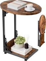 Elbourn Folding Side Table End Couch Tables,Metal Frame, Vintage Wood Color - $47.98