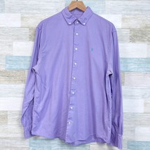 Johnnie O Oxford Button Down Shirt Purple Long Sleeve Cotton Tencel Mens Large - $44.54