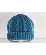 Vtg LL Bean Spell Out Chunky Cable Knit Fisherman Winter Beanie Hat Blue... - $34.60