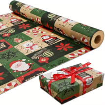 Christmas Wrapping Paper Roll Kraft Snowflake Tree Ornament Patterns Hol... - €20,00 EUR