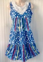 NWT Summmer White Blue Crochet Lace Peasant Boho Dress size 8/10/M/Sleev... - $21.78