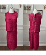Vintage 60s 2 Piece Skirt Top Raspberry Pink ILGWU XS 4 - $44.64 CAD