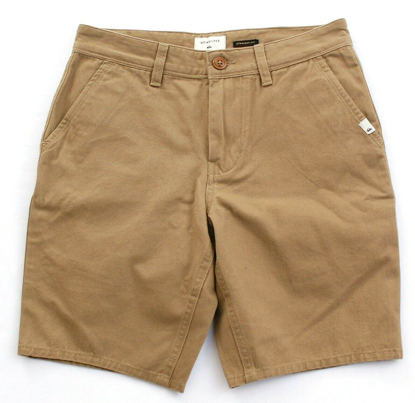 Quiksilver Khaki Straight Fit Cotton Flat Front Shorts Men&#39;s NWT - $29.99