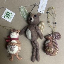 NWT Brown Squirrel Hanging Christmas Ornaments Lot of 3 - £11.57 GBP