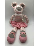 Organic Farm Buddies Gray Pink Ballerina Mouse Rattle 13” Organic Cotton... - $11.73 CAD
