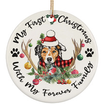 My First Christmas Australian Shepherds Dog With Deer Anlters Ornament Gift - £12.19 GBP