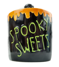 Halloween Spooky Sweets Decor Candy Canister Cookie Jar Oozing Orange Slime Goo - £23.98 GBP