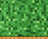 Cotton Minecraft Pixels Blocks Video Games Pixels Green Fabric Print BTY... - $10.95