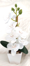 White Artificial Orchid Plant Houseplant in Glass Planter Pot Plant - £10.21 GBP