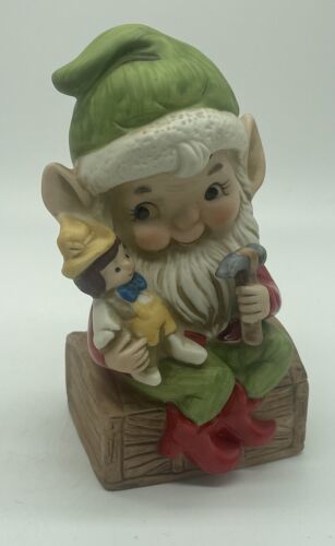 Vintage Homco Home Interiors Christmas Elf Toy Maker Ceramic Pixie Gnome #5406 - $7.69