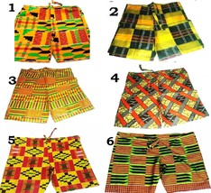 African Ankara Kente Prints Women&#39;s Shorts - Handmade Short Pants With S... - $22.99