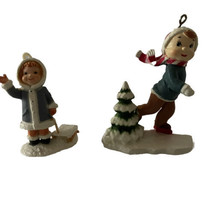 Vintage Ornaments Plastic Boy Tree Girl Sled Made In Hong Kong And China - £6.26 GBP