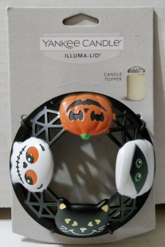 Yankee Candle Halloween Illuma-Lid Pumpkin Mummy Ghost Cat Candle Topper 2018 - $23.19