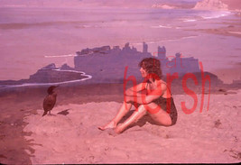 Vintage Amatuer 35MM Slide Transparency Artsy Photo Girl on Beach Double exposed - £7.18 GBP