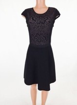 Rebecca Taylor A-Line Dress Womens  Black SZ Large Short Sleeve - £31.14 GBP