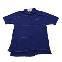 Chaps Shirt Mens XL Blue Polo Stripe Ralph Lauren Wing Collar Short Sleeve Knit - £17.90 GBP