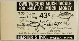 1958 Print Ad Herter&#39;s Super Sound Plug &amp; Red-Tail Fishing Lures Waseca,MN - $9.28