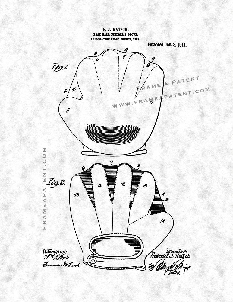 Baseball Fielder's Glove Patent Print - Gunmetal