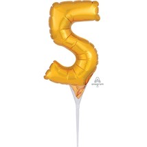 Anagram Gold Foil Mylar Air Filled #5 Balloon Mini 6&quot; Cake Topper Birthday Party - £3.16 GBP