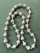 Vintage White Carved Twist Knot White Plastic &amp; Goldtone Spacer Bead Necklaces – - £8.44 GBP