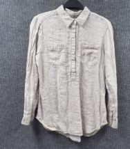Chico&#39;s Shirt Womens Size 1 Button Up Blouse Pullover Top Roll up Sleeve... - £10.57 GBP